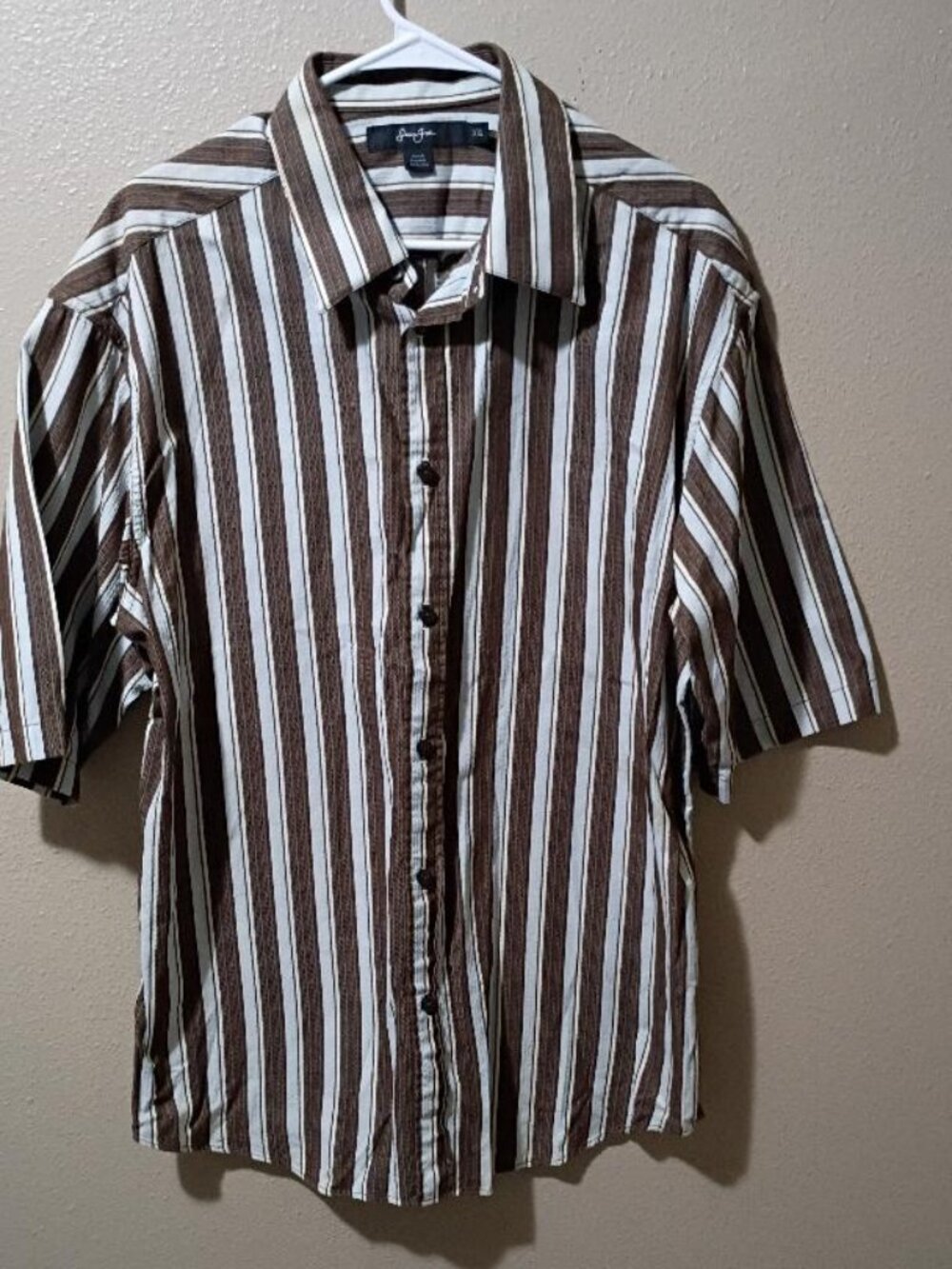 SEAN JOHN Striped Men's shirt XXL - Brown, light blue and cream